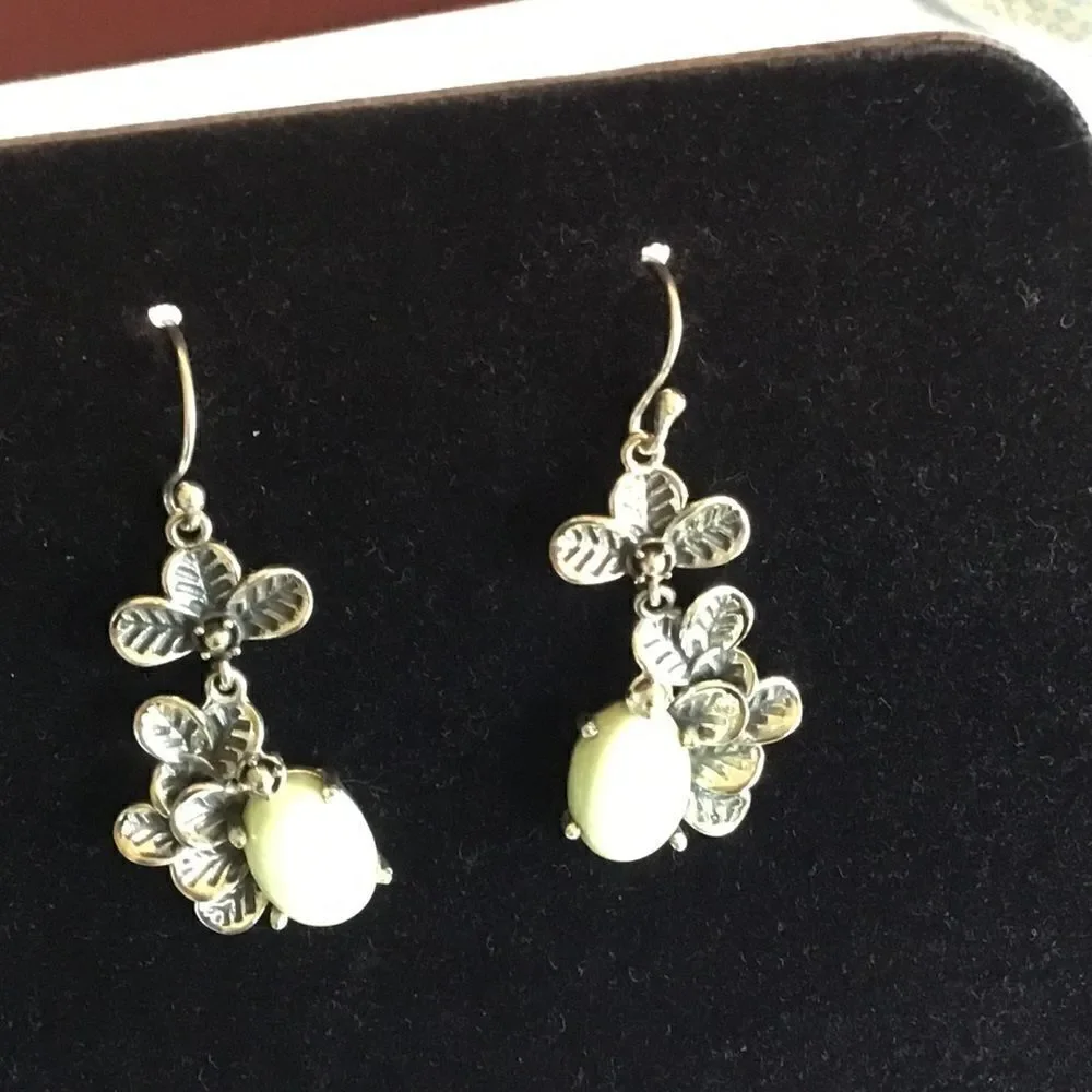 NWOT.  SS Australian Lemon Chrysoprase Earrings